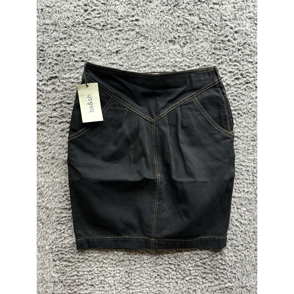 BA&SH JUPE LANE BLACK DENIM‎ $195 New SKIRT Size 1 SMALL